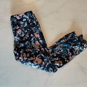 Sweaty Betty 7/8 Power Floral-Print Leggings with Pink and Teal Accents